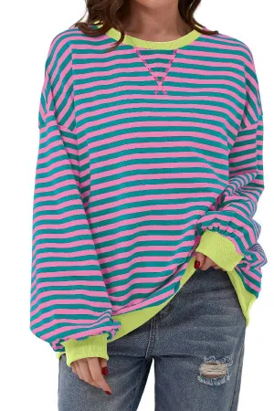 Women's Oversized Striped Long Sleeve Pullover (Buy 2 Free Shipping)