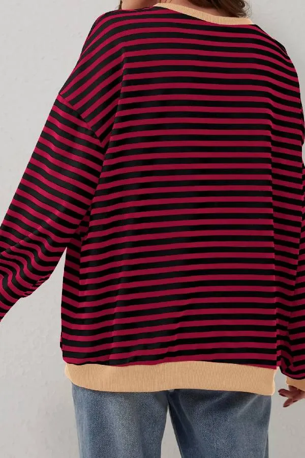 Women's Oversized Striped Long Sleeve Pullover (Buy 2 Free Shipping)