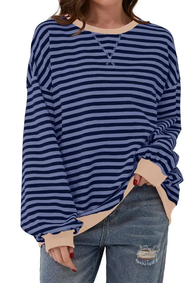 Women's Oversized Striped Long Sleeve Pullover (Buy 2 Free Shipping)
