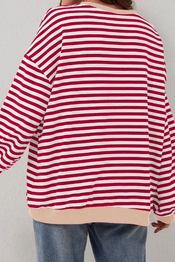 Women's Oversized Striped Long Sleeve Pullover (Buy 2 Free Shipping)