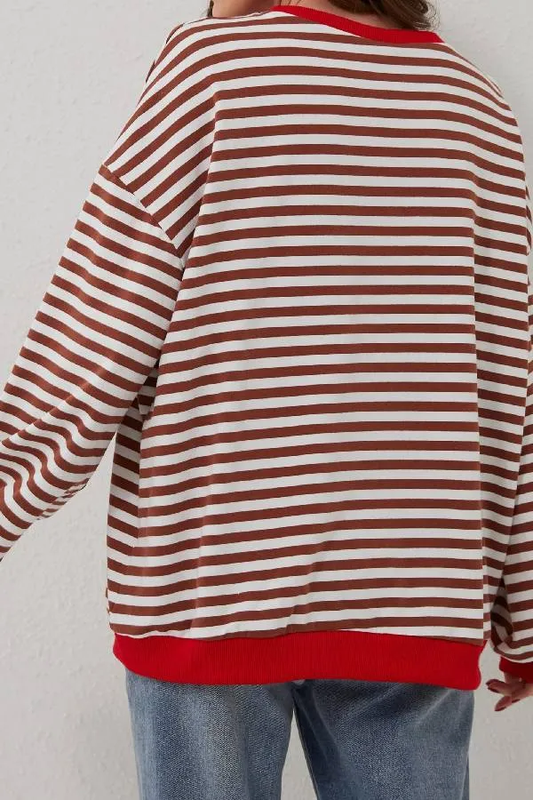Women's Oversized Striped Long Sleeve Pullover (Buy 2 Free Shipping)
