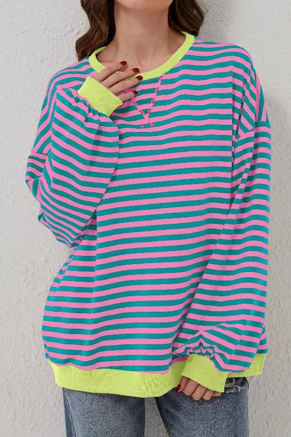 Women's Oversized Striped Long Sleeve Pullover (Buy 2 Free Shipping)