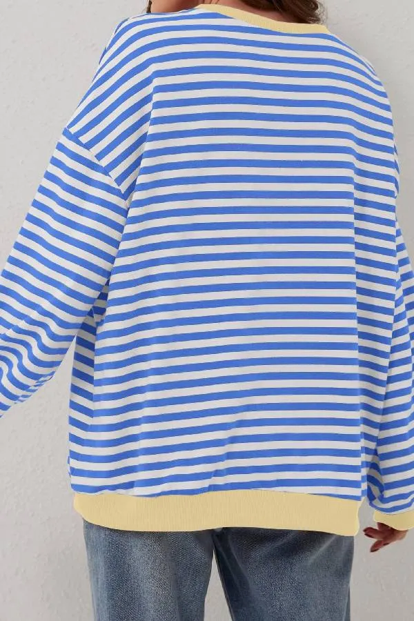 Women's Oversized Striped Long Sleeve Pullover (Buy 2 Free Shipping)
