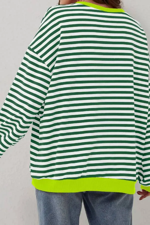 Women's Oversized Striped Long Sleeve Pullover (Buy 2 Free Shipping)