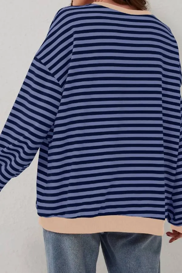 Women's Oversized Striped Long Sleeve Pullover (Buy 2 Free Shipping)