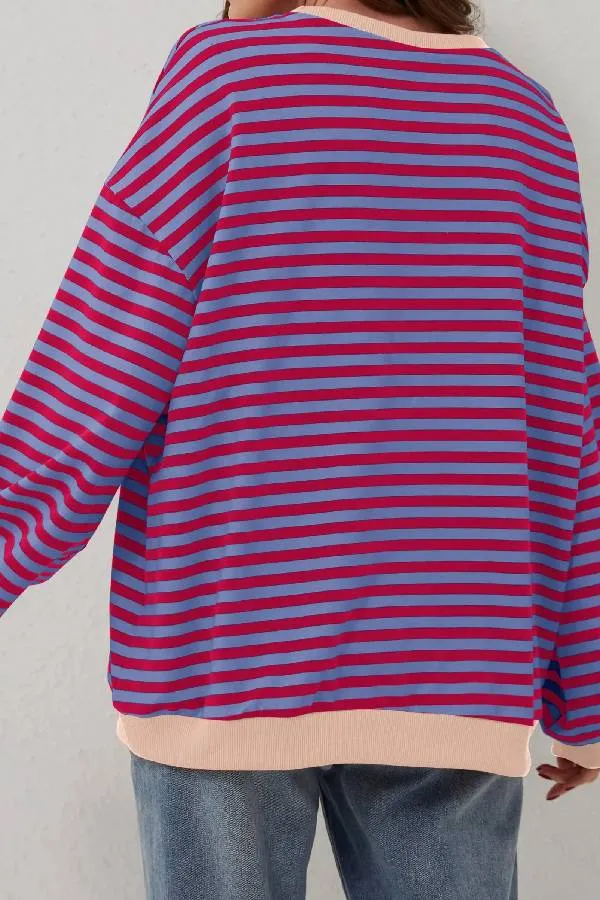 Women's Oversized Striped Long Sleeve Pullover (Buy 2 Free Shipping)