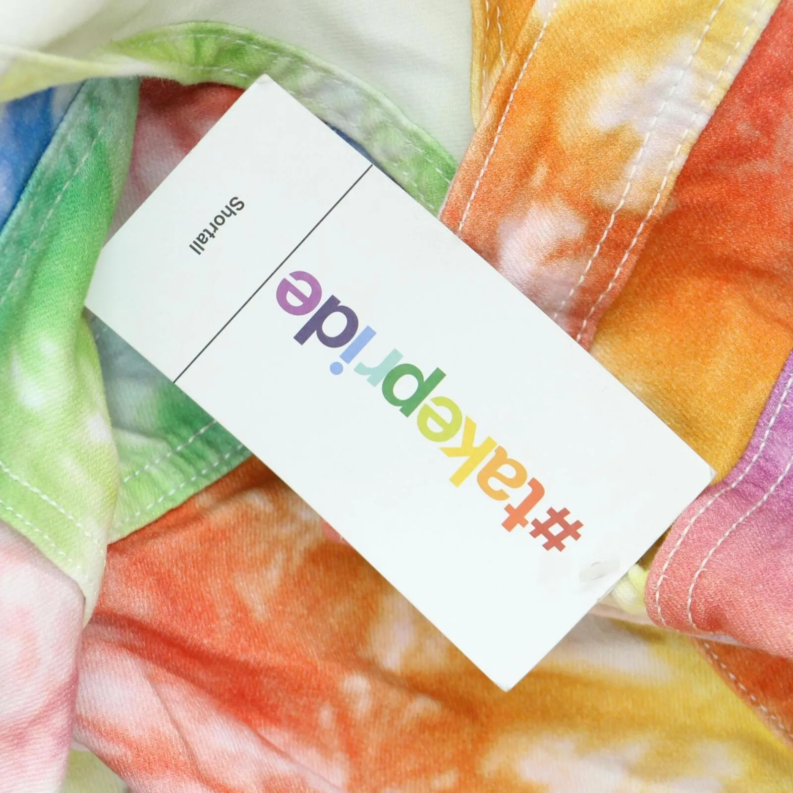 Womens Pride Gender Inclusive Adult 5'' Tie-Dye Rainbow Shortalls Multicolor L