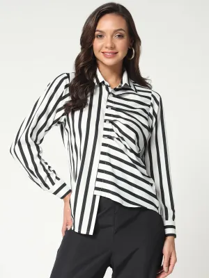 Women's Printed Stripped Stylish Shirt Top