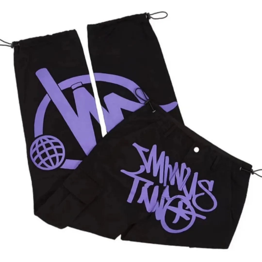 Women's Retro Casual Printed Baggy Pants  | Black