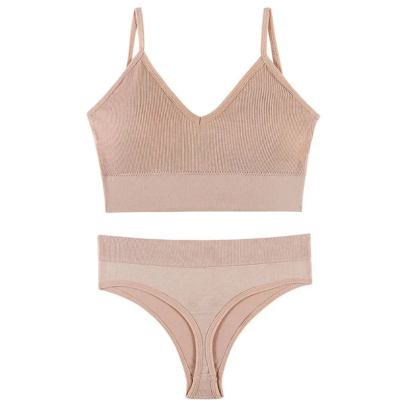 Women's Seamless Bra & Thong Set – Wire-Free, Sexy & Comfortable