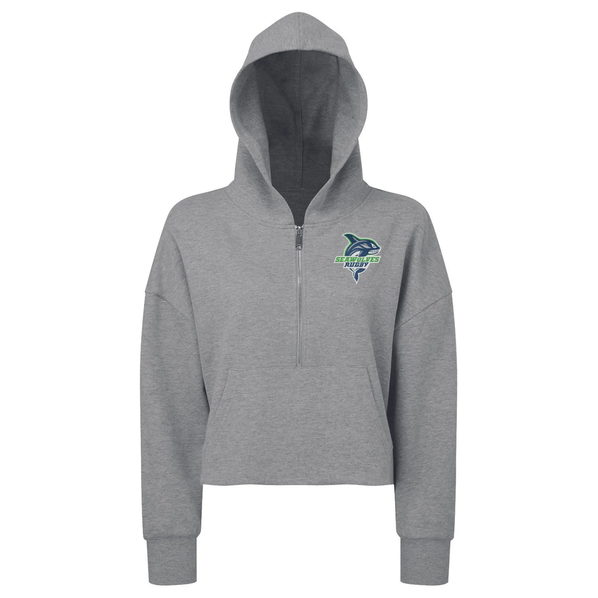 Women's Seattle Seawolves Half Zip Crop Hooded Sweatshirt