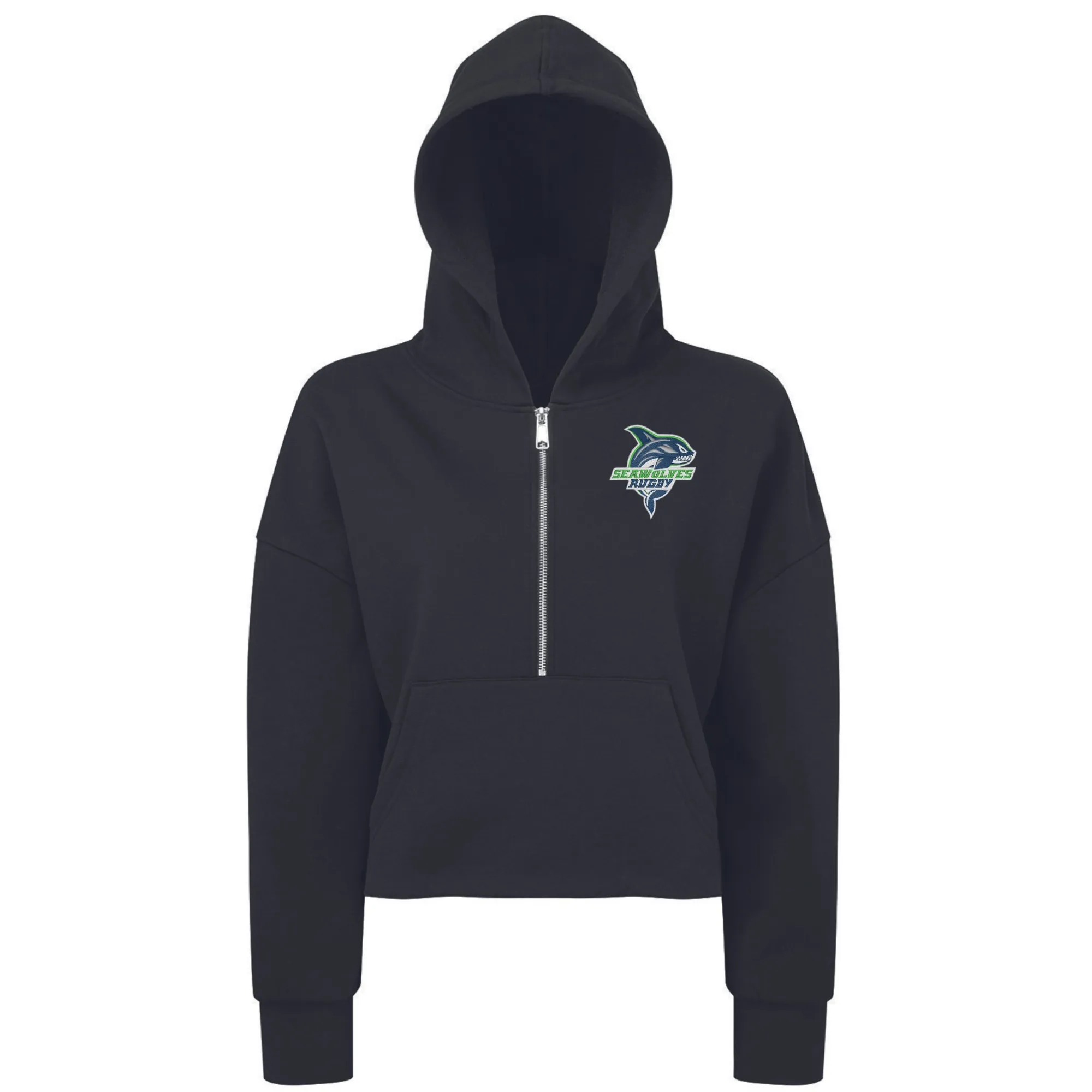 Women's Seattle Seawolves Half Zip Crop Hooded Sweatshirt
