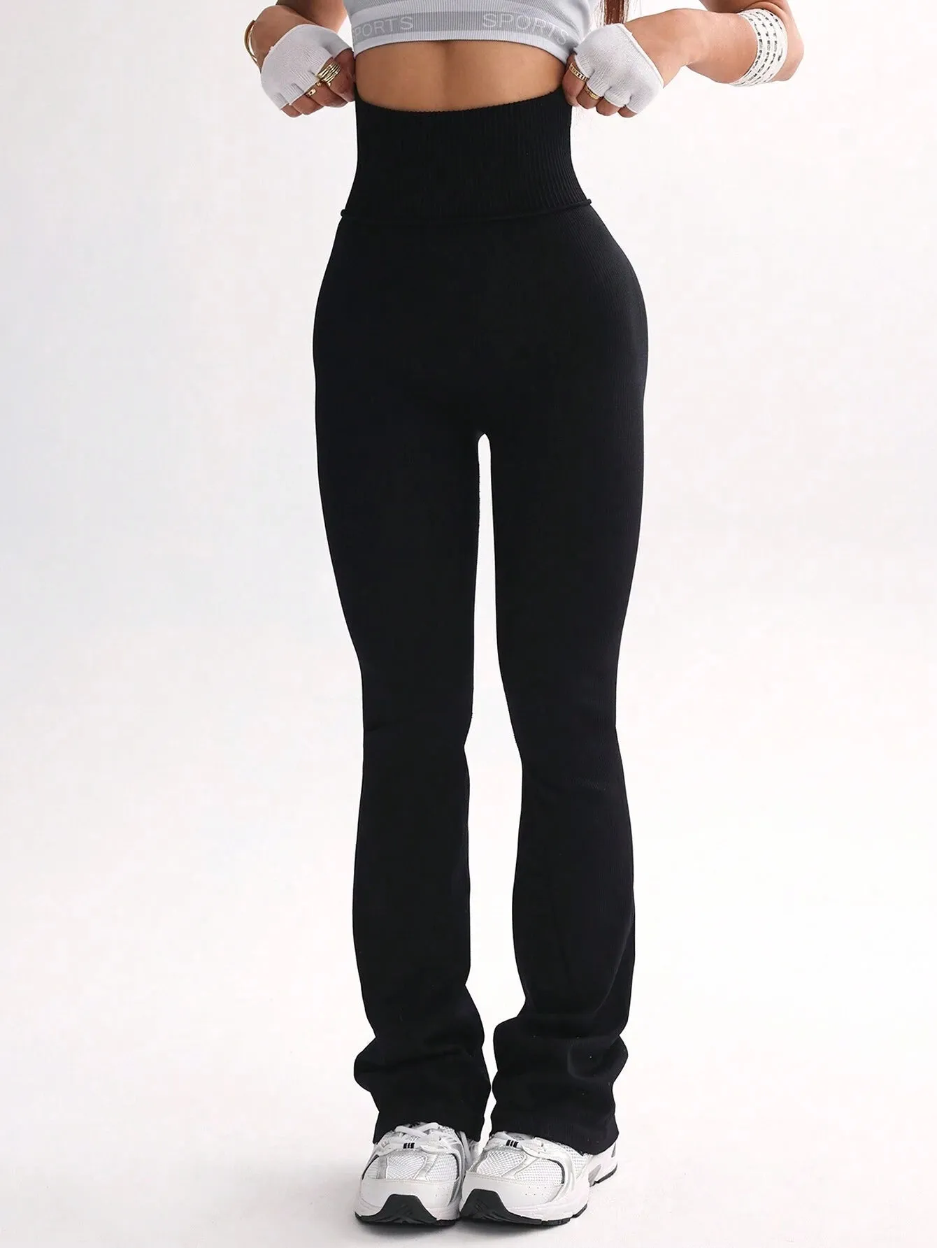 Women's Solid Color Flared Yoga Leggings | Casual & Comfortable Fitness Wear