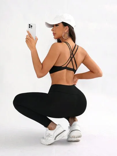 Women's Solid Color Hollow Sports Bra – Simple & Casual Everyday Wear