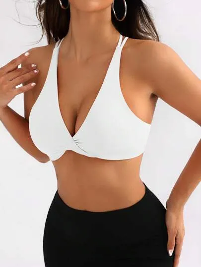 Women's Solid Color Hollow Sports Bra – Simple & Casual Everyday Wear