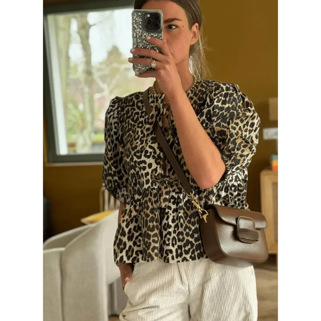 Women's Stylish Puff Sleeve Peplum Top | Short Sleeve