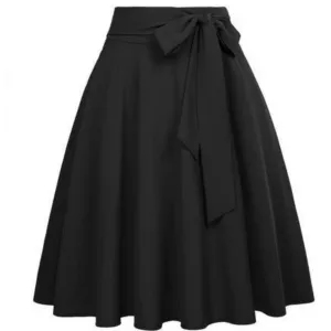 Women's Stylish Side Bow Tie A Line Midi Skirt | High Waist