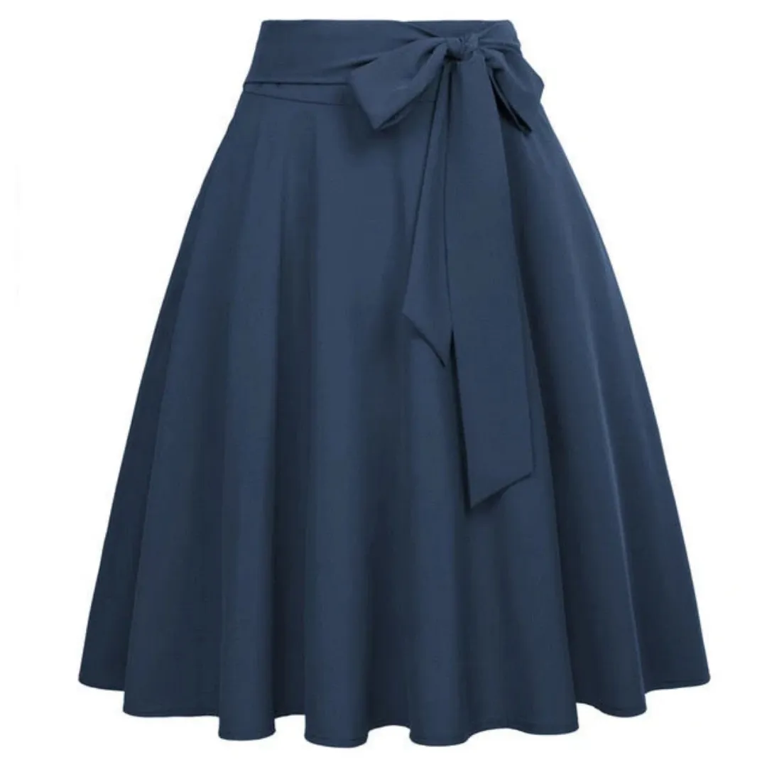 Women's Stylish Side Bow Tie A Line Midi Skirt | High Waist