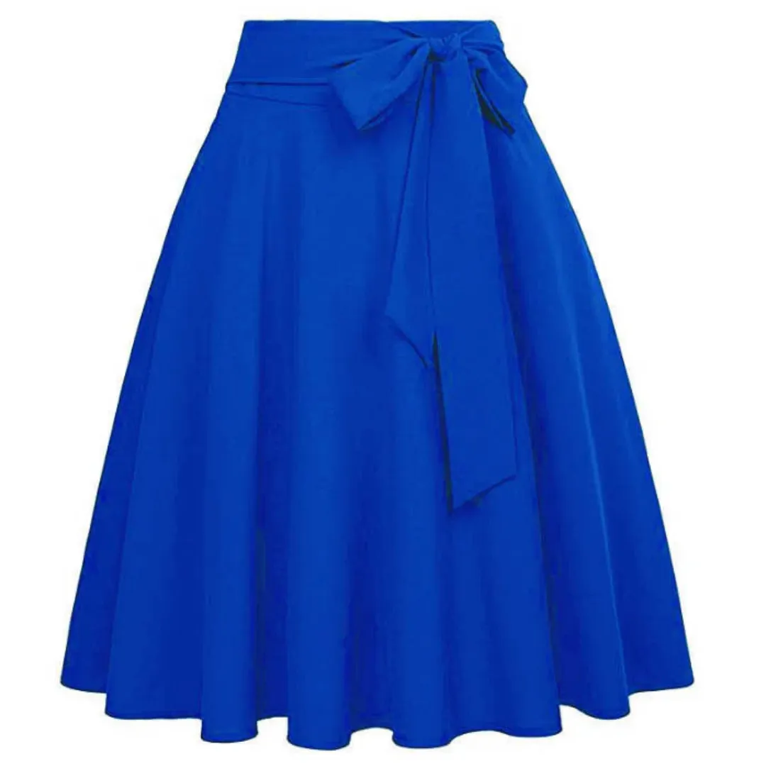 Women's Stylish Side Bow Tie A Line Midi Skirt | High Waist