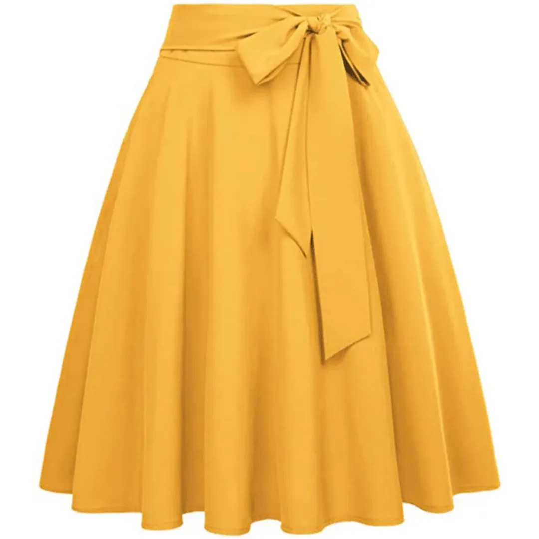 Women's Stylish Side Bow Tie A Line Midi Skirt | High Waist