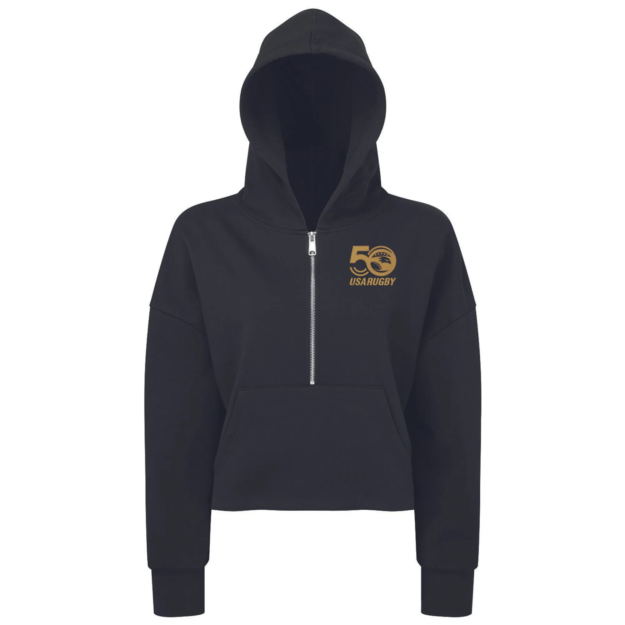 Women's USA Rugby 50th Half-Zip Crop Hooded Sweatshirt