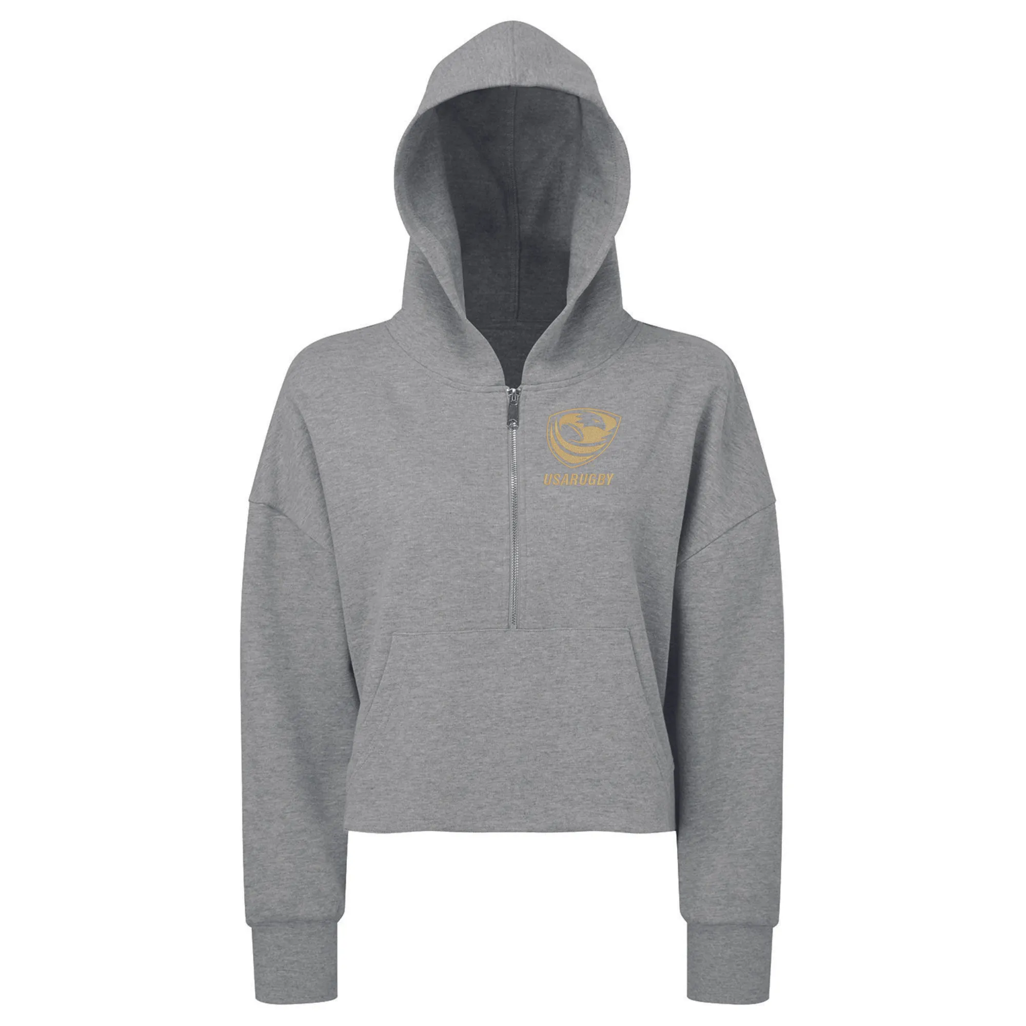Women's USA Rugby Bronze Half-Zip Crop Hooded Sweatshirt