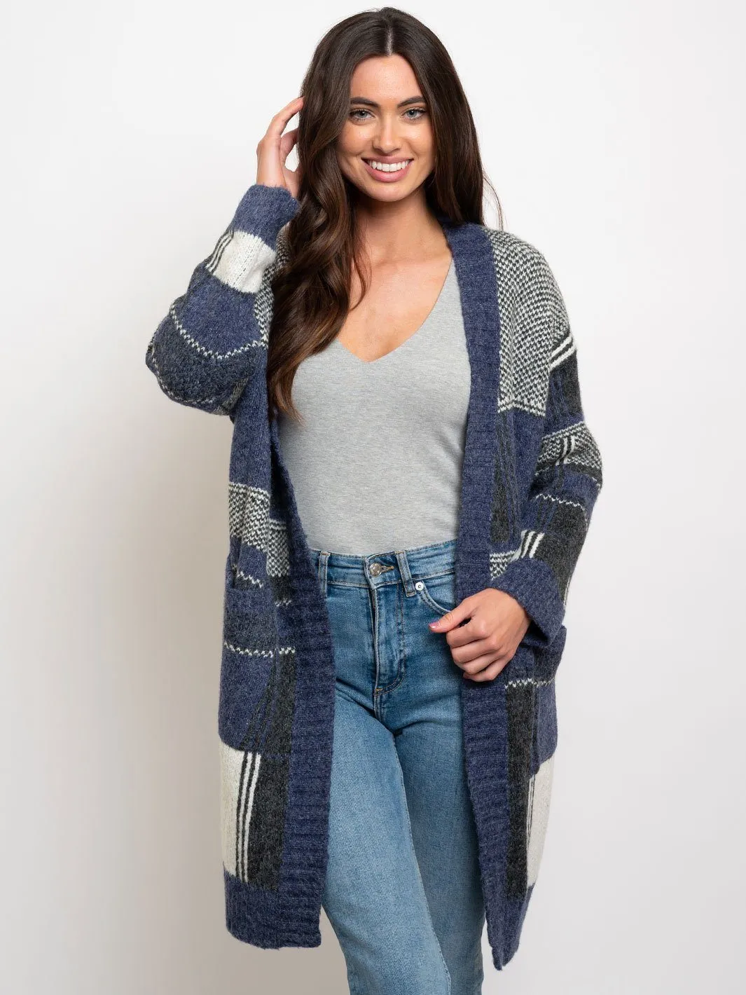 WOMEN'S WINTER POCKETS OPEN CARDIGAN