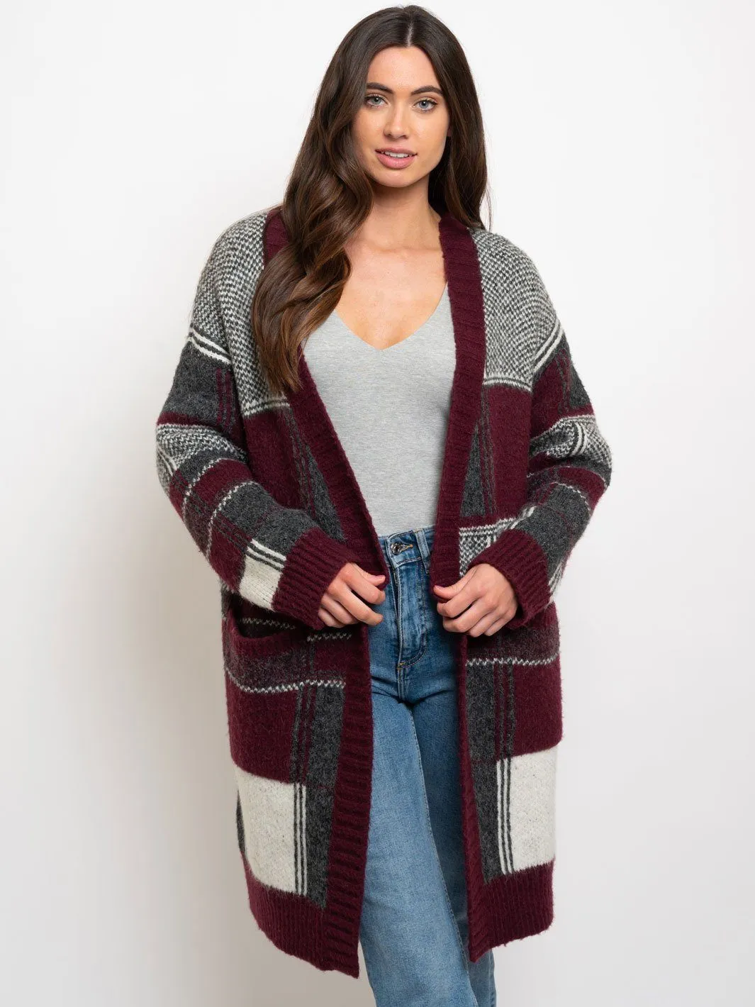 WOMEN'S WINTER POCKETS OPEN CARDIGAN