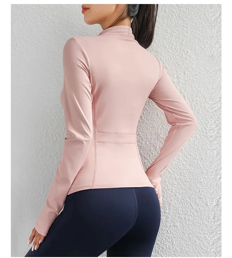 Women's Yoga Jacket – Zip-Up Long Sleeve Gym Wear for Fitness & Workouts