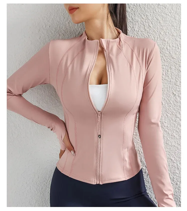 Women's Yoga Jacket – Zip-Up Long Sleeve Gym Wear for Fitness & Workouts