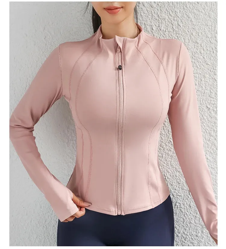 Women's Yoga Jacket – Zip-Up Long Sleeve Gym Wear for Fitness & Workouts