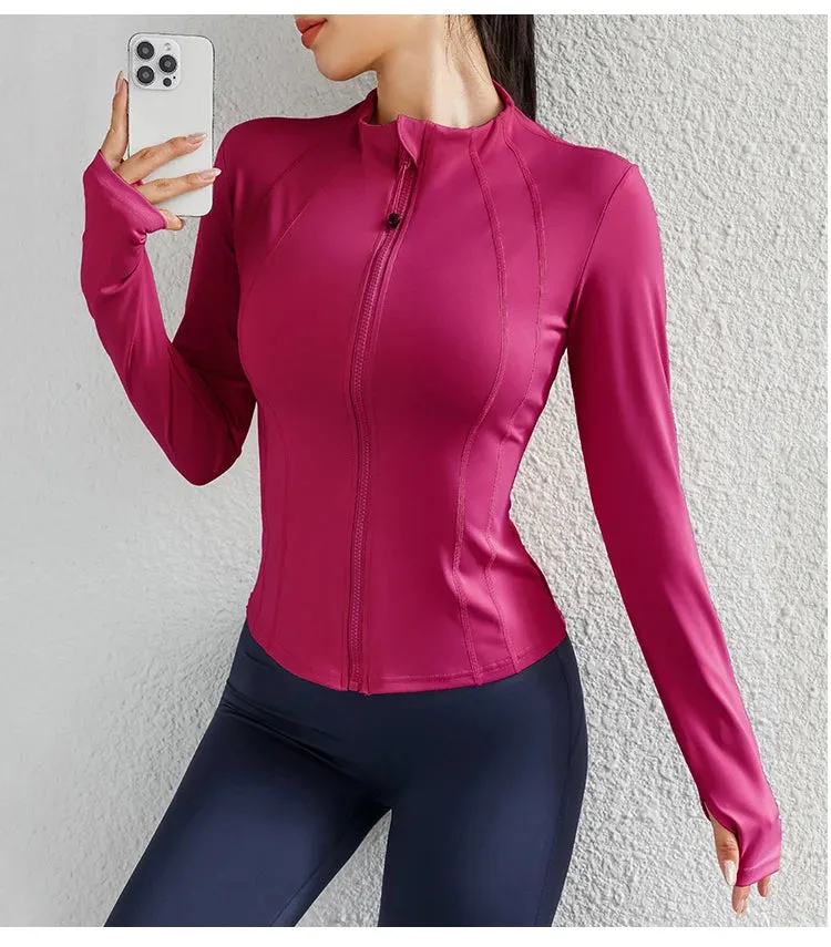 Women's Yoga Jacket – Zip-Up Long Sleeve Gym Wear for Fitness & Workouts