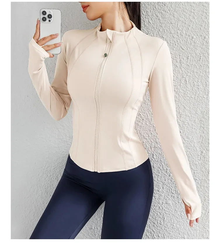 Women's Yoga Jacket – Zip-Up Long Sleeve Gym Wear for Fitness & Workouts
