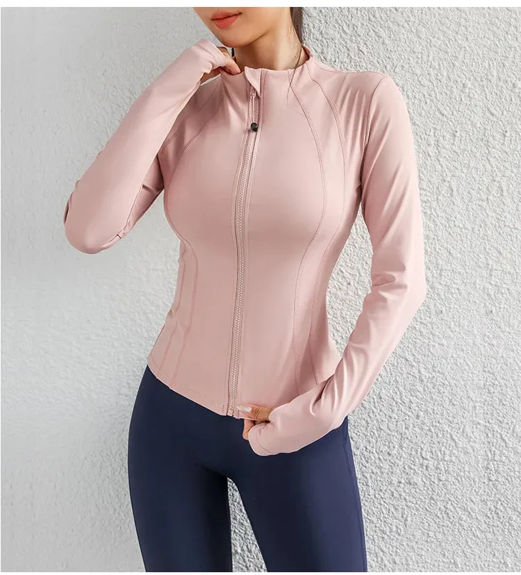 Women's Yoga Jacket – Zip-Up Long Sleeve Gym Wear for Fitness & Workouts