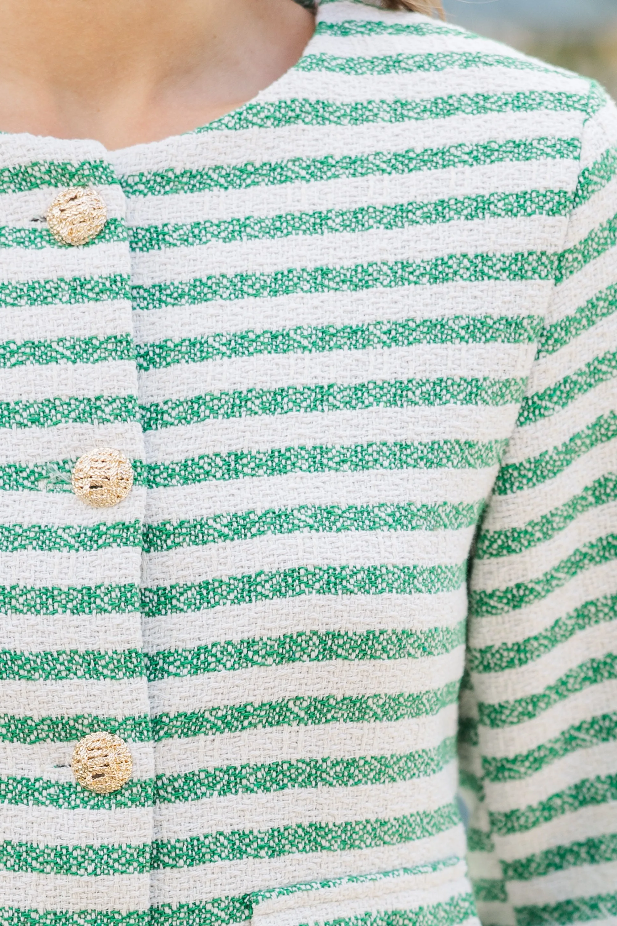 Worked Out Green Striped Cardigan