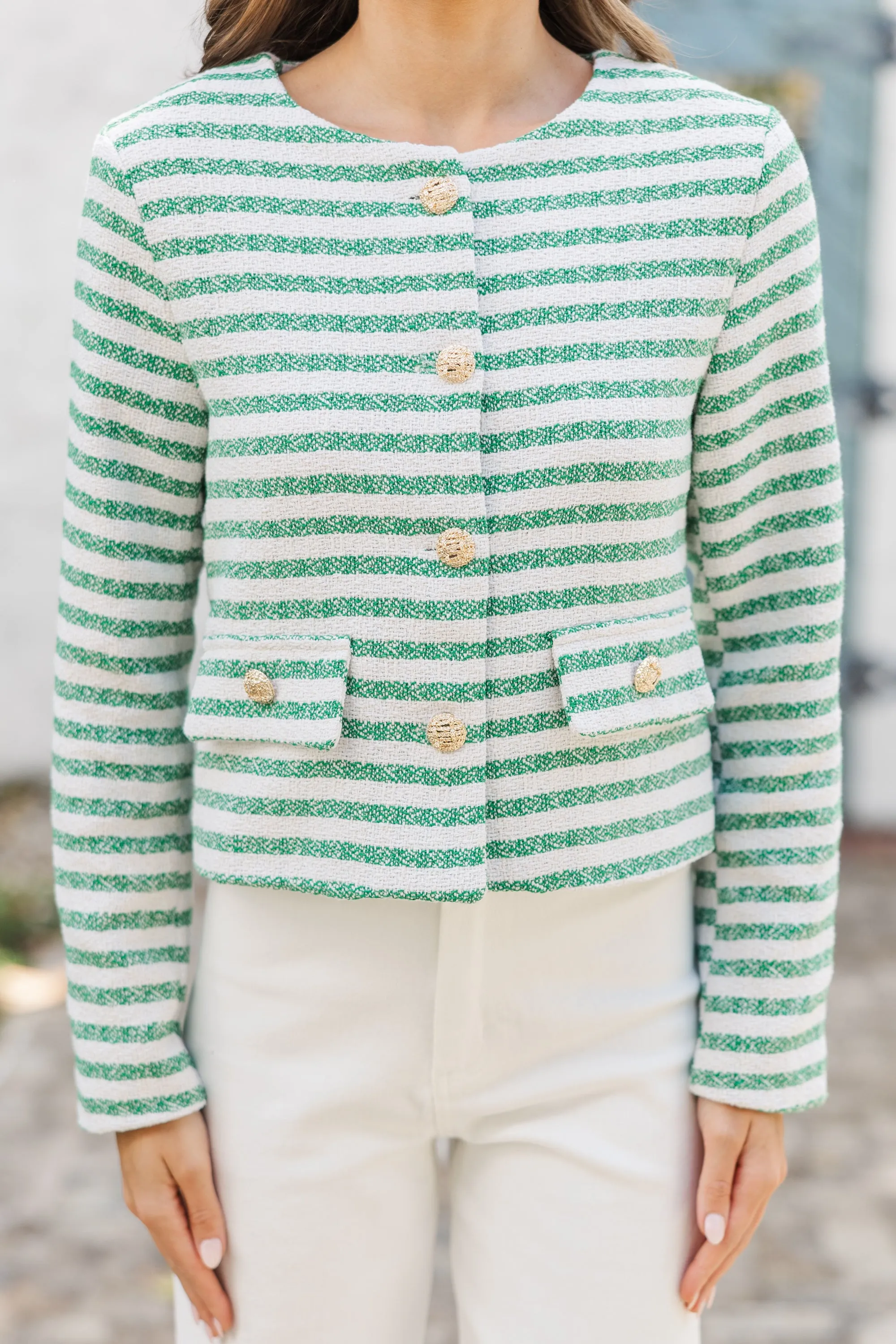 Worked Out Green Striped Cardigan