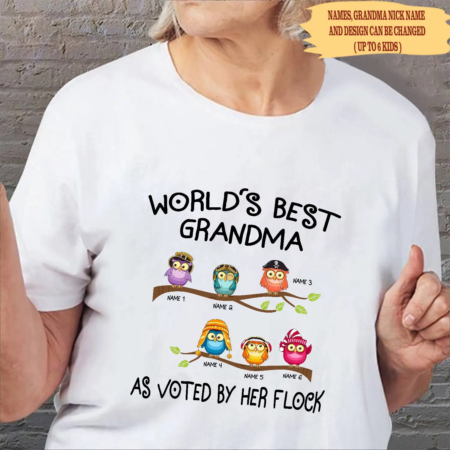 World's best grandma as voted by her flock Personalized Tshirt