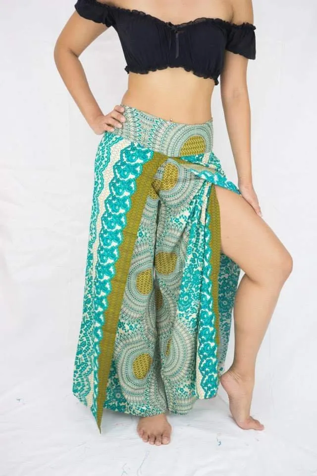 Wrap pants Boho beach pants hippie pants Vacation Open Leg Pants Bohemian wrap around pants