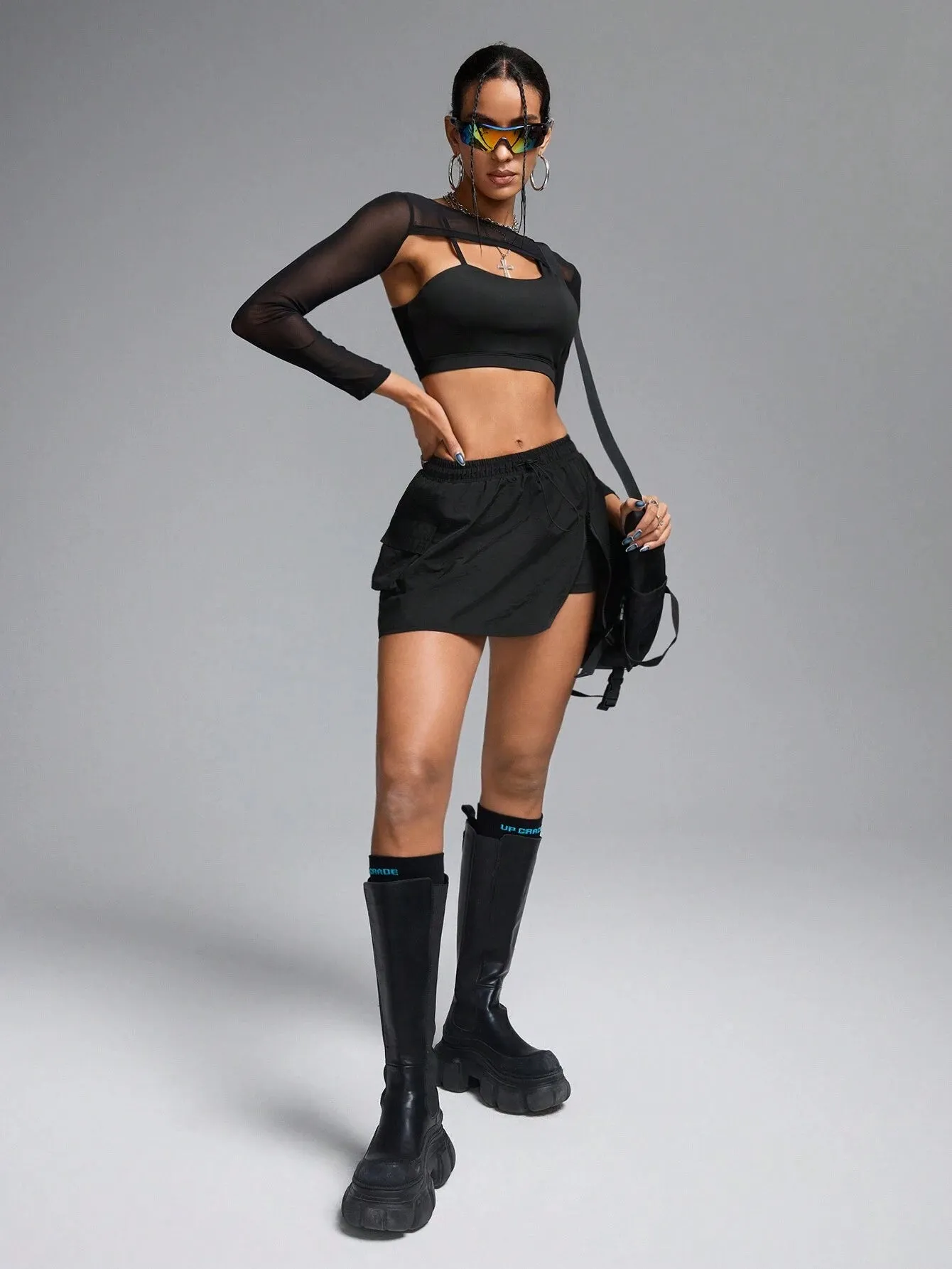 Y2K Side Split Zipper Sports Skort