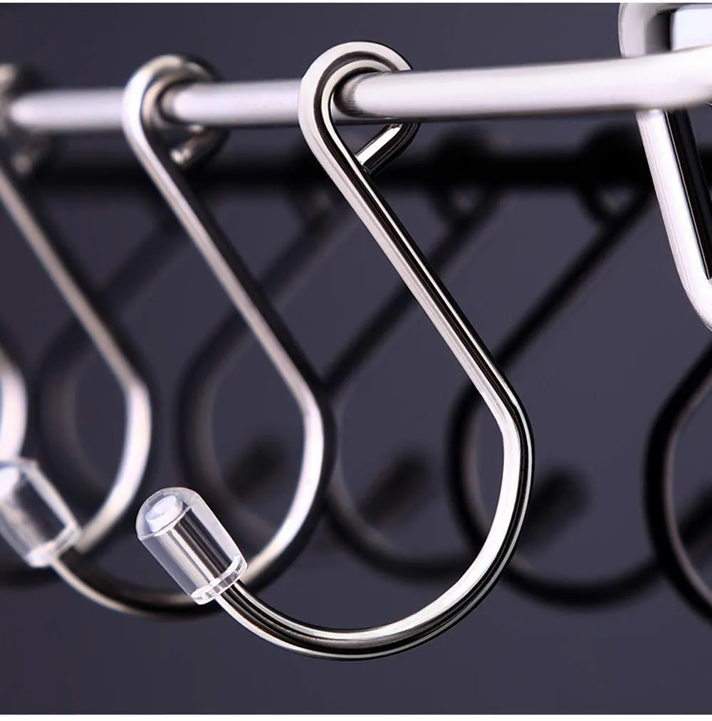 YamaziHD Strong Stainless Steel Towel Shower Rack Hook, Vacuum Suction Cup Wall Mounted Rack Bar Rail Hanger with 6 Sliding Hooks for Kitchen and Bathroom Tools