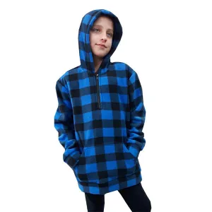 YOUTH HOODED ZIP PULLOVER BUFFALO CHECK BLUE