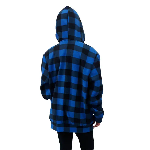 YOUTH HOODED ZIP PULLOVER BUFFALO CHECK BLUE