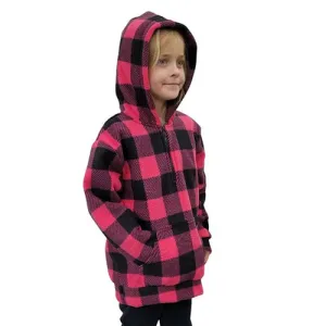 YOUTH HOODED ZIP PULLOVER BUFFALO CHECK FUCHSIA