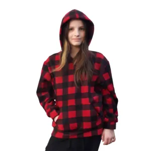 YOUTH HOODED ZIP PULLOVER BUFFALO CHECK RED