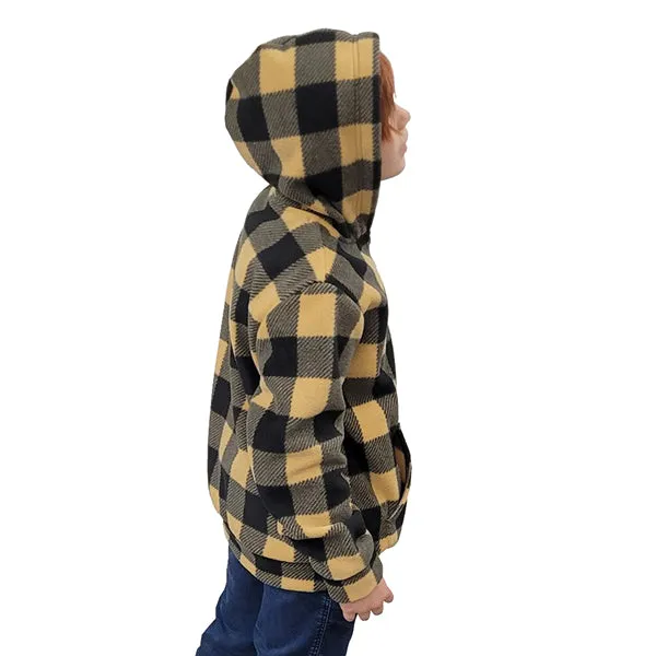 YOUTH HOODED ZIP PULLOVER BUFFALO CHECK TAN