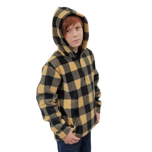 YOUTH HOODED ZIP PULLOVER BUFFALO CHECK TAN