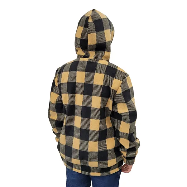 YOUTH HOODED ZIP PULLOVER BUFFALO CHECK TAN