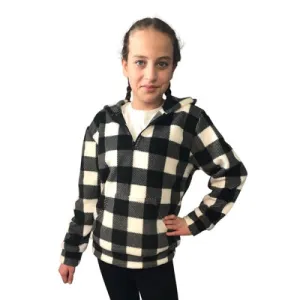 YOUTH HOODED ZIP PULLOVER BUFFALO CHECK WHITE