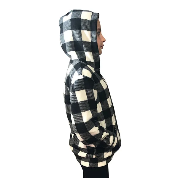 YOUTH HOODED ZIP PULLOVER BUFFALO CHECK WHITE