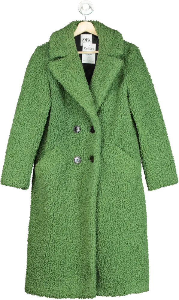 Zara Green Textured Coat UK S
